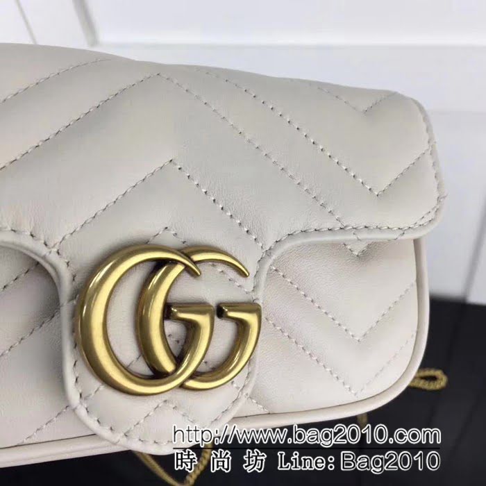 GUCCI古馳頂級原單 新款專櫃品質 實物實拍 476433 米白色正品開模純銅五金鏈條斜跨小包 HY1072